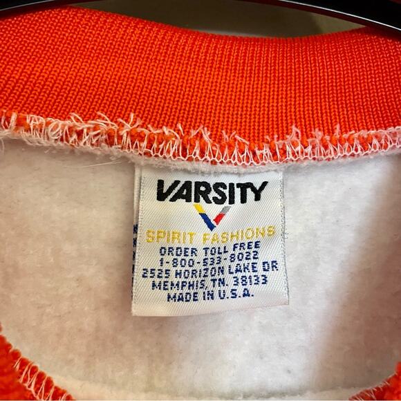 Vintage 80s Orange & White Cheerleader Uniform Crewneck Sweater LPJH Bullpups - Picture 6 of 16
